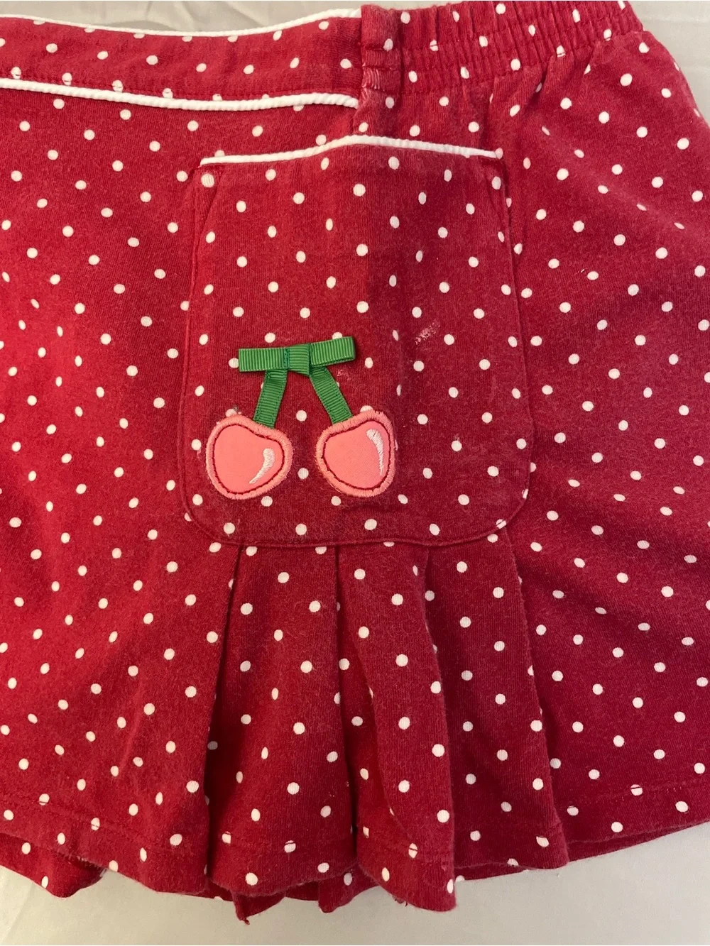 Gymboree Cotton Light Pink Cherry Tee with Red Polka Dot Skort Outfit Set Sz 5